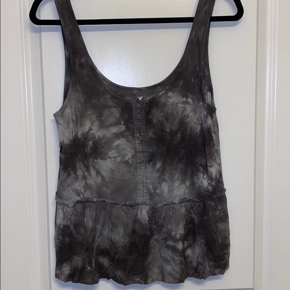 Tie dye black/gray/white tank top